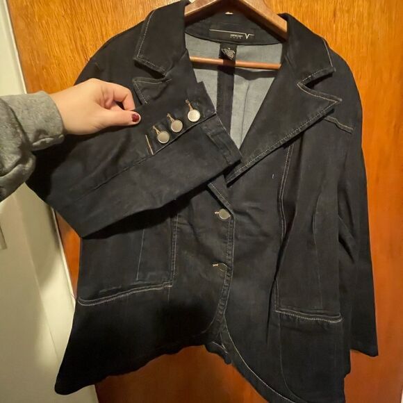 Denim Blazer with Button Detail - Picture 8 of 9